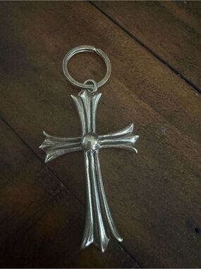 Chrome Hearts Polished Silver Fleur Cross Keyring